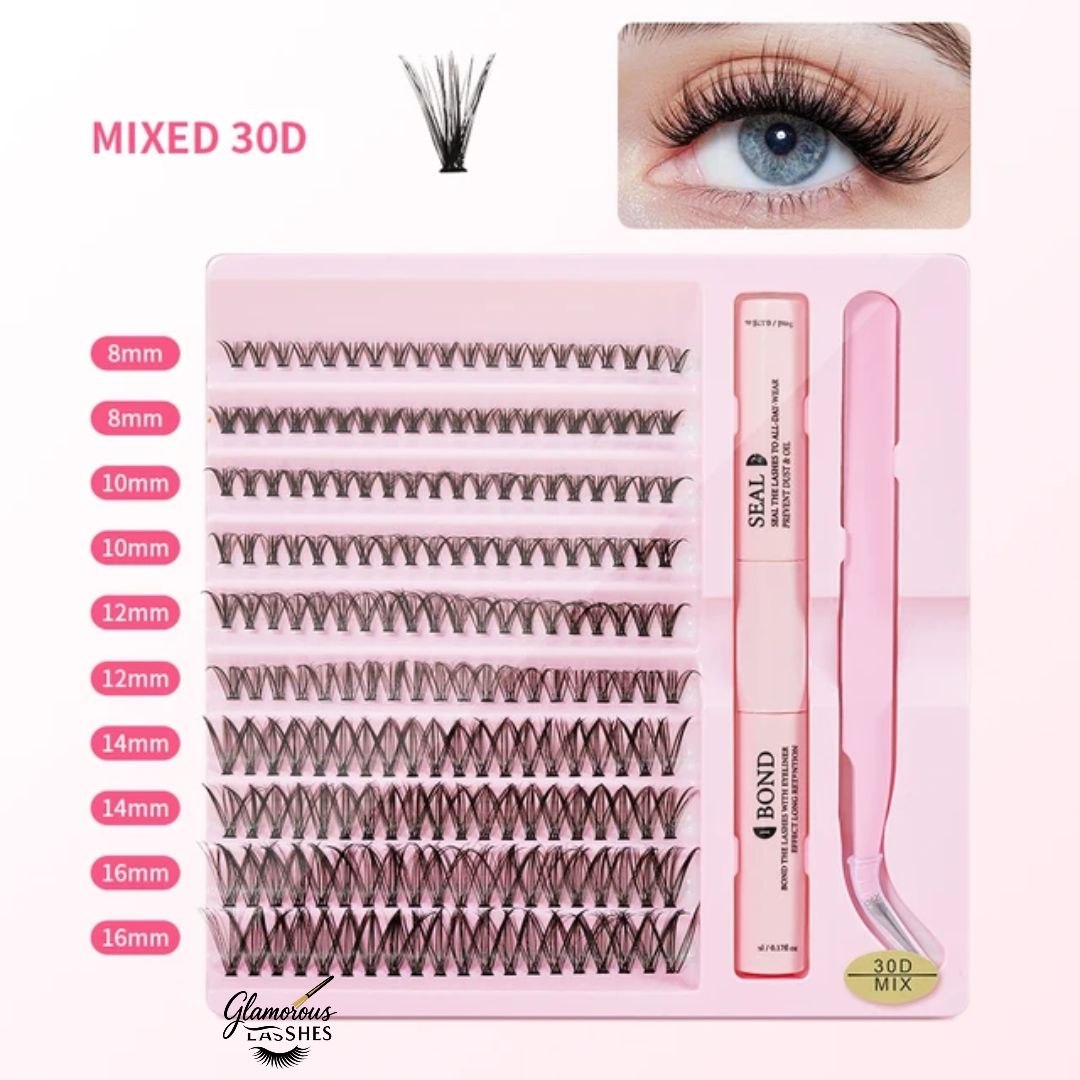 Kit Ciglia a Ciuffetti Cluster Lash Mix 30D con Bond, Seal e Pinzetta