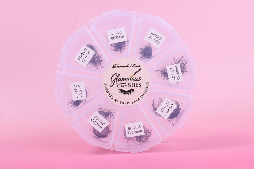 CIGLIA PREMADE 6D - 500 fans - C / D , 0,05 ; 0,07 - 8-15mm Glamorous Lashes