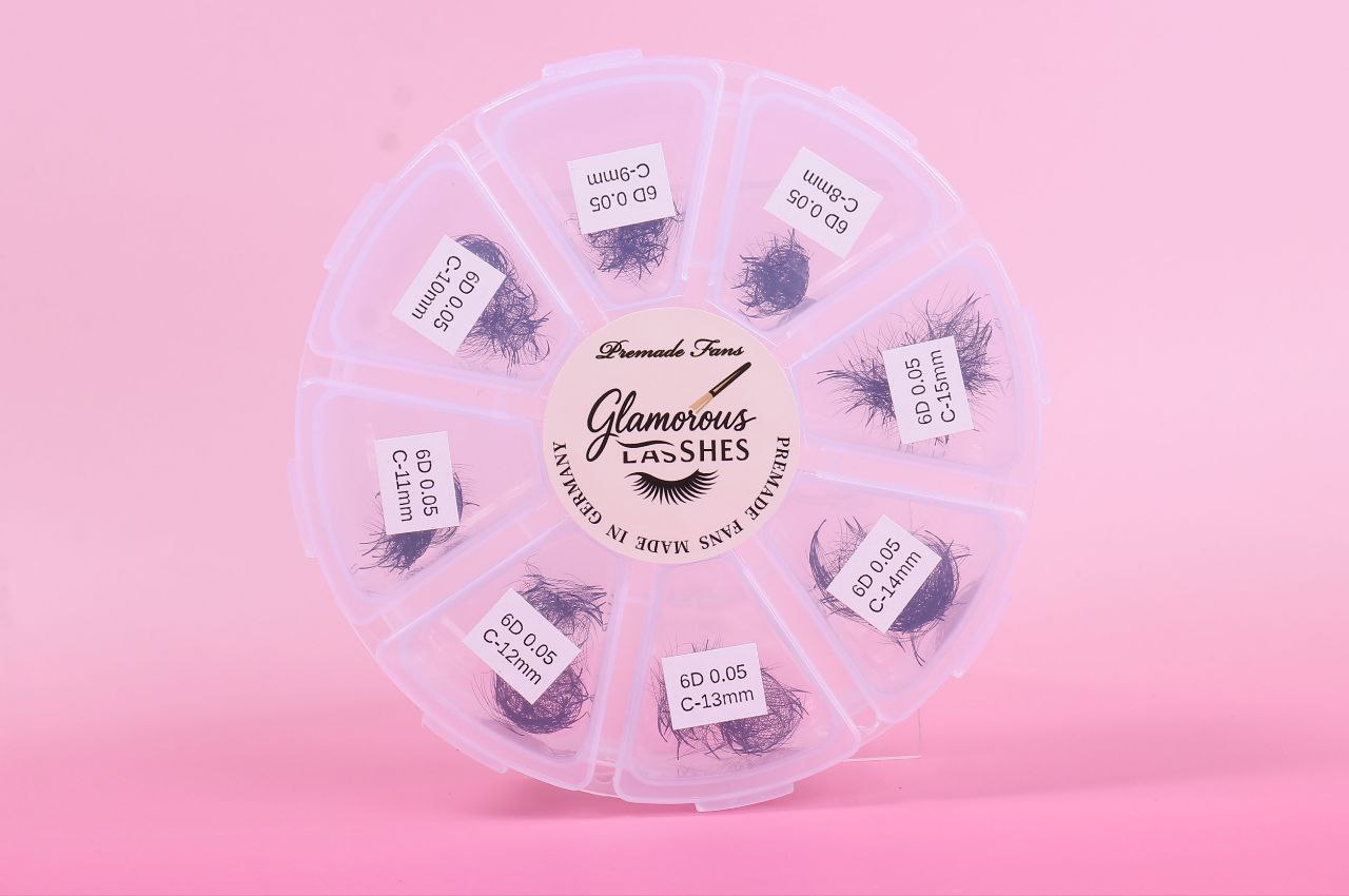 CIGLIA PREMADE 6D - 500 fans - C / D , 0,05 ; 0,07 - 8-15mm Glamorous Lashes