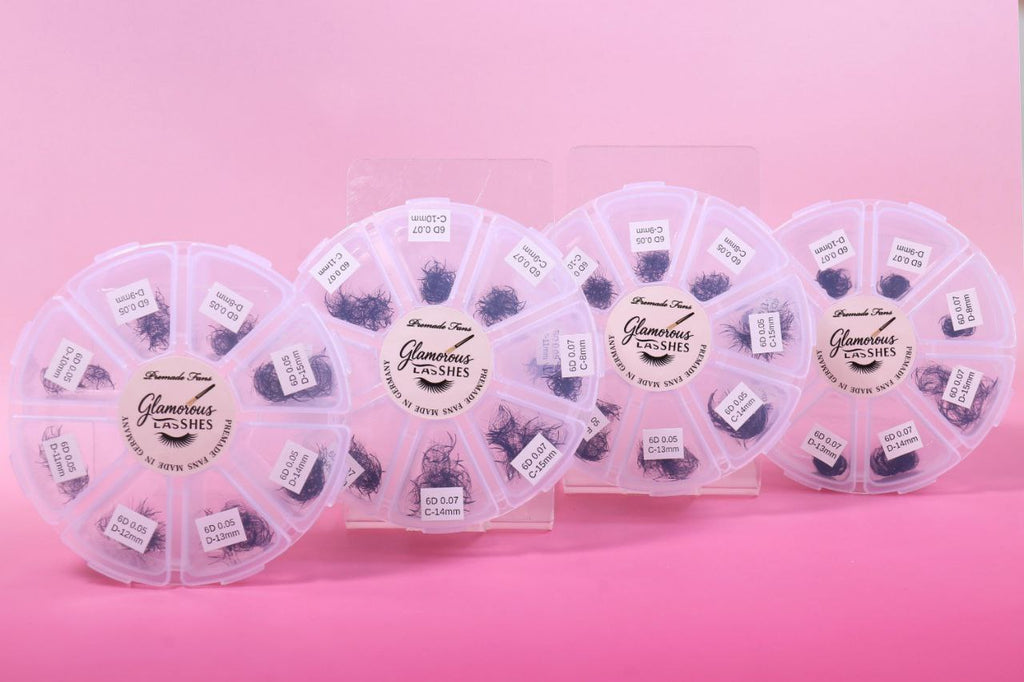 CIGLIA PREMADE 6D - 500 fans - C / D , 0,05 ; 0,07 - 8-15mm Glamorous Lashes