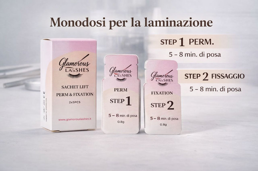 SACHET LIFT PERM & FIXATION - STEP 1 & STEP 2 LAMINAZIONE - formato monodose Glamorous Lashes