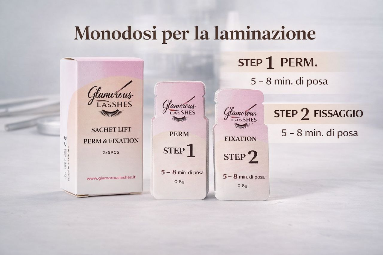 SACHET LIFT PERM & FIXATION - STEP 1 & STEP 2 LAMINAZIONE - formato monodose Glamorous Lashes