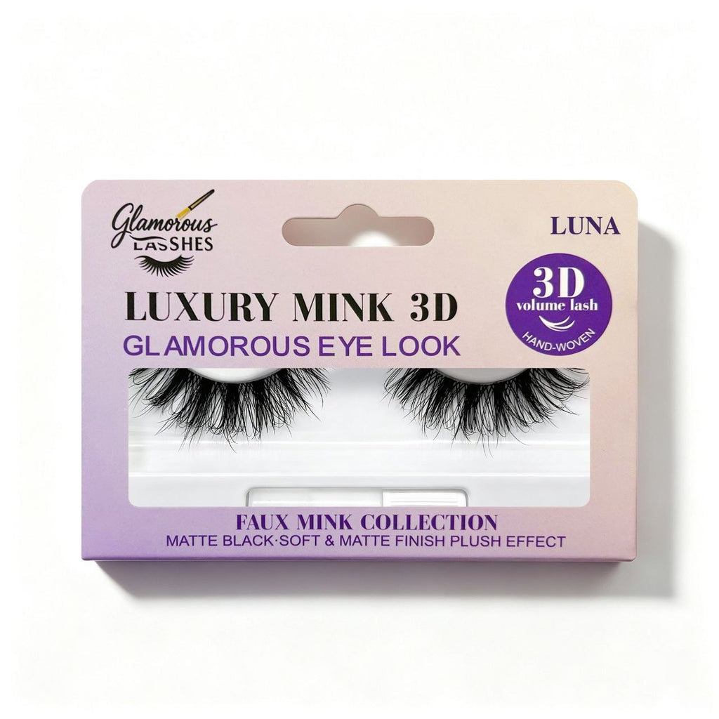 Ciglia Finte a Banda Intera Luxury Mink 3D Luna – Effetto Volume Intenso | Glamorous Lashes