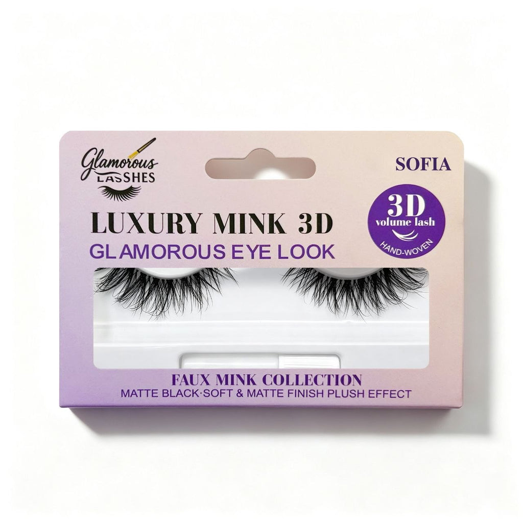 Ciglia Finte a Banda Intera Luxury Mink 3D Sofia – Effetto Volume Intenso | Glamorous Lashes