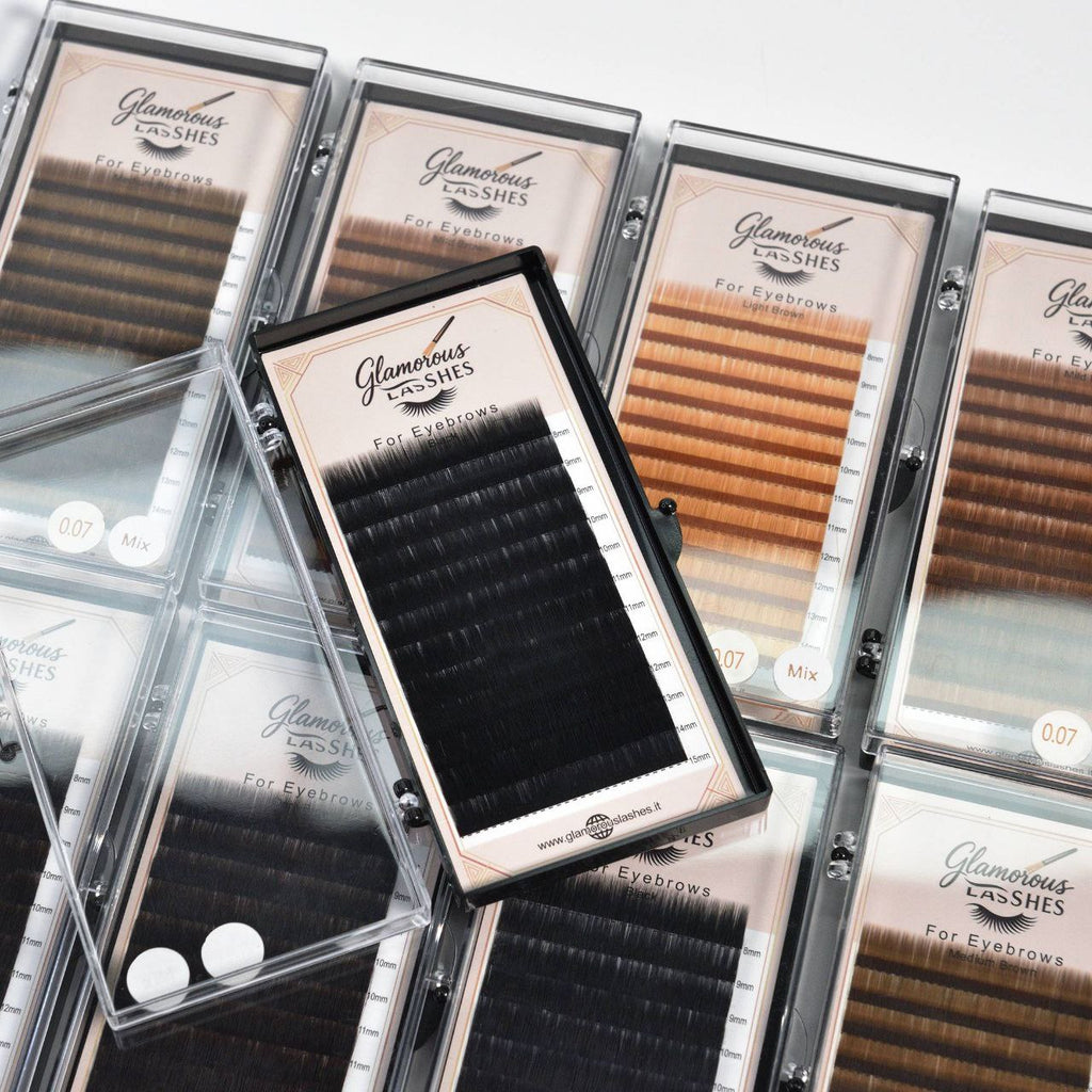 CIGLIA EXTENSION SOPRACCIGLIA "BLACK 0,07 ; 8-15mm Glamorous Lashes