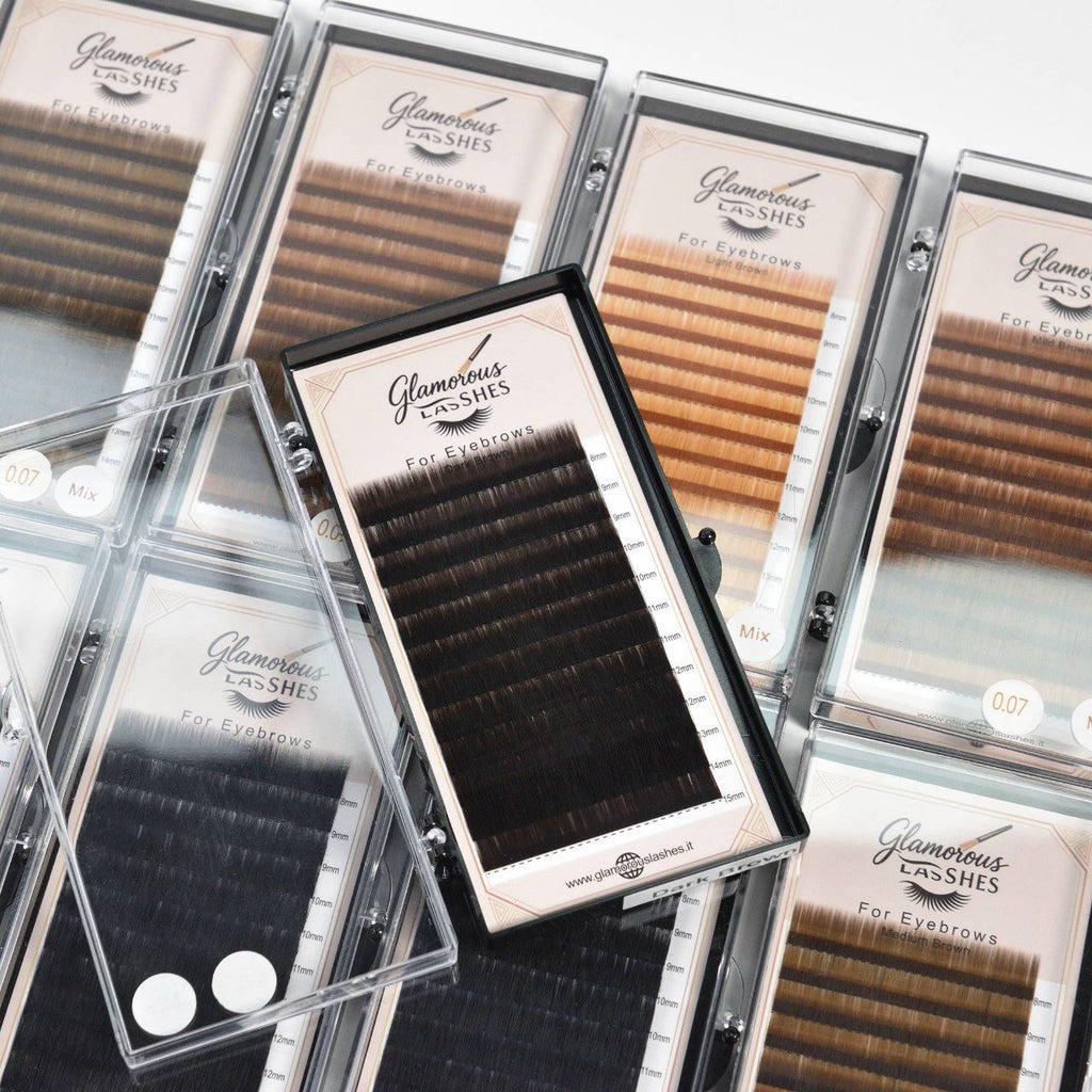 CIGLIA EXTENSION SOPRACCIGLIA "DARK BROWN 0,07 ; 8-15mm Glamorous Lashes