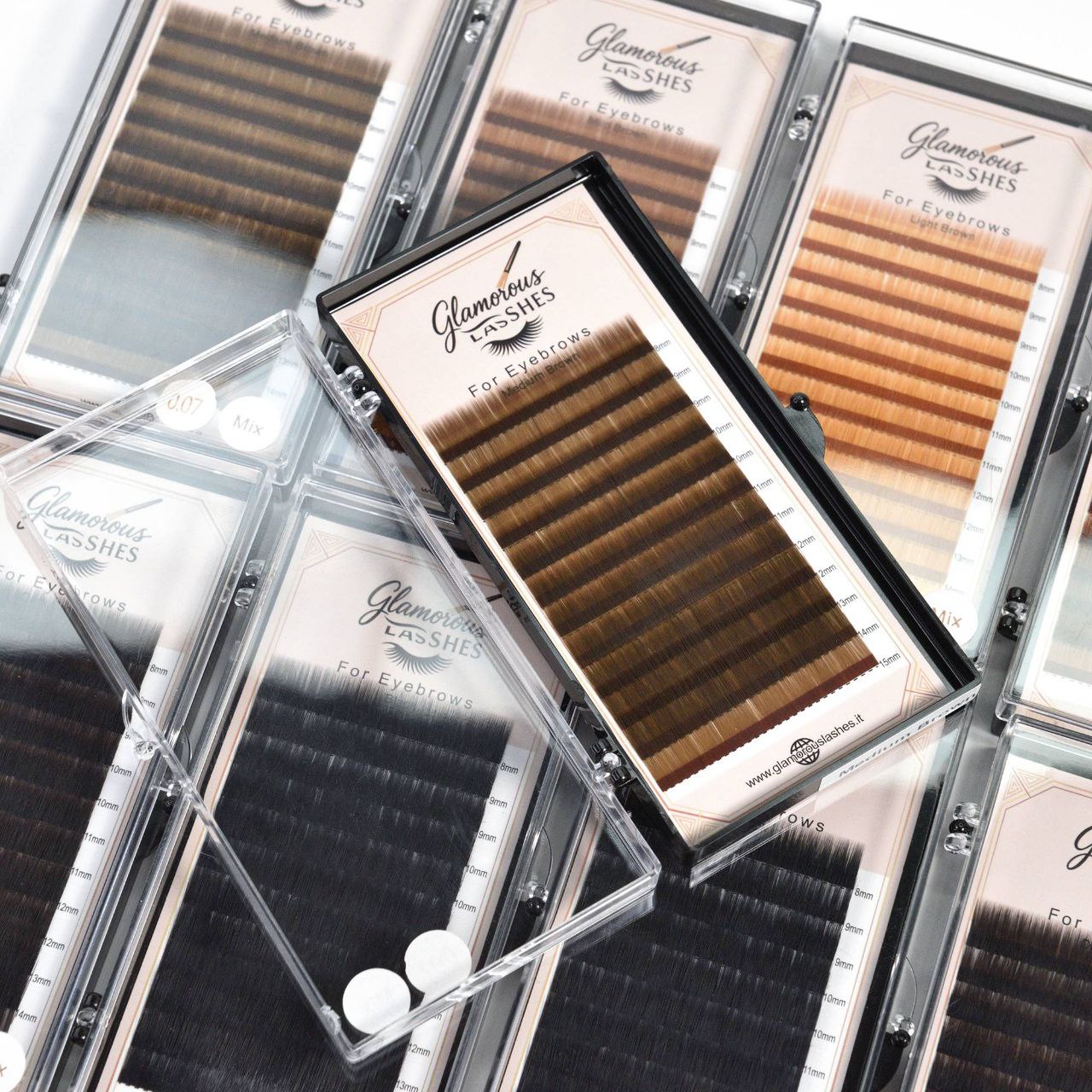 CIGLIA EXTENSION SOPRACCIGLIA "MEDIUM BROWN 0,07 ; 8-15mm Glamorous Lashes