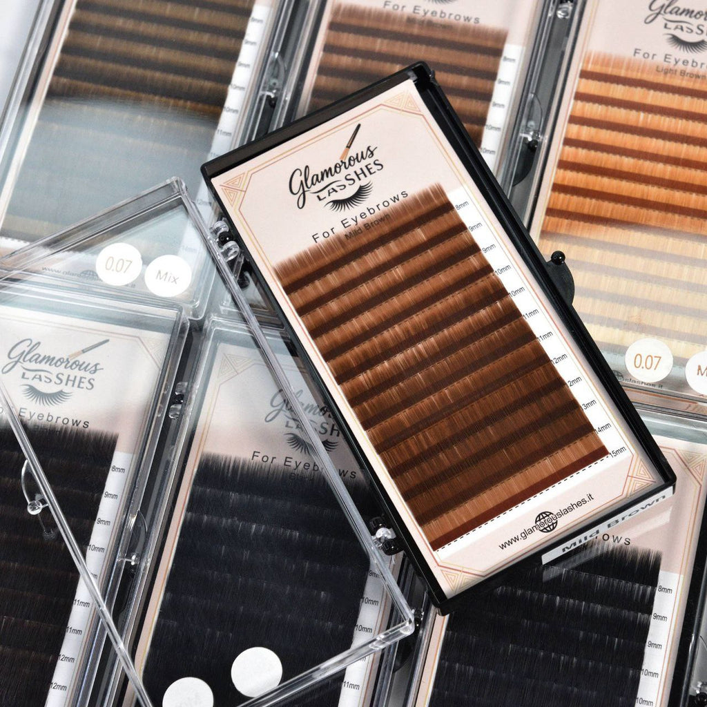 CIGLIA EXTENSION SOPRACCIGLIA "MILD BROWN 0,07 ; 8-15mm Glamorous Lashes