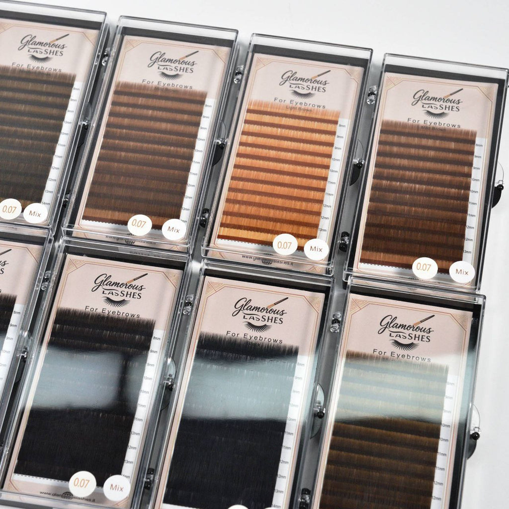 CIGLIA EXTENSION SOPRACCIGLIA "DARK BROWN 0,07 ; 8-15mm Glamorous Lashes